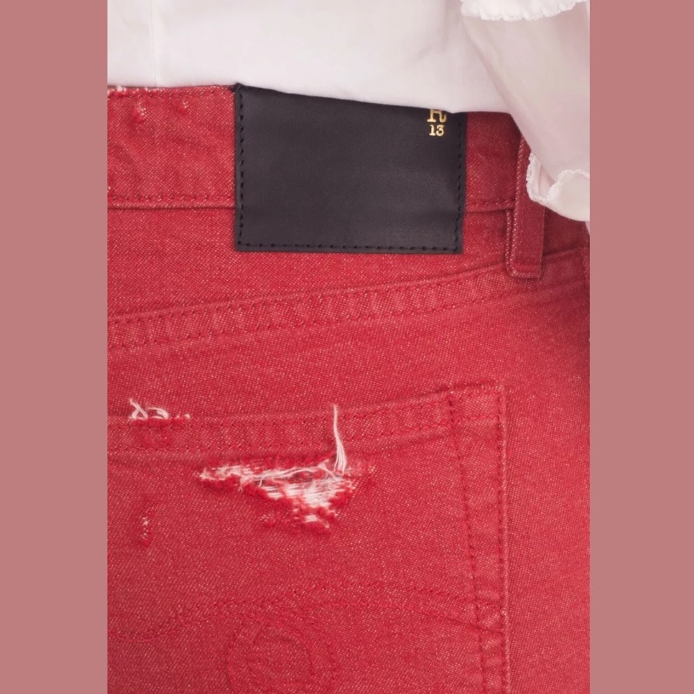 R13 Kate Skinny Red Destructed Jeans - Picture 9 of 12
